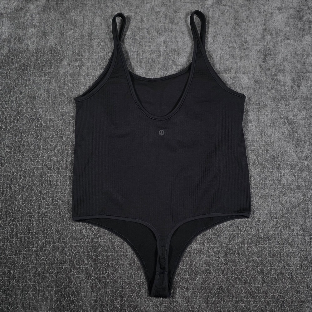 Lululemon Ebb to Street Bodysuit Black Ribbed Seamless Size 10